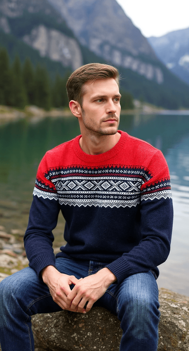 Marius Genser (Traditional) Navy Blue/Red - Men's