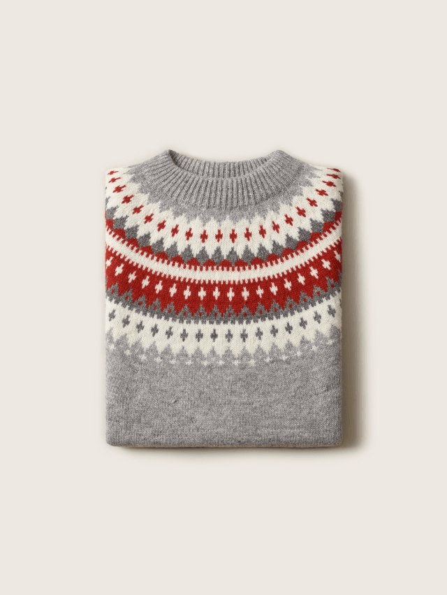 Varde Roundneck Genser Grey/RustRed - Ladies